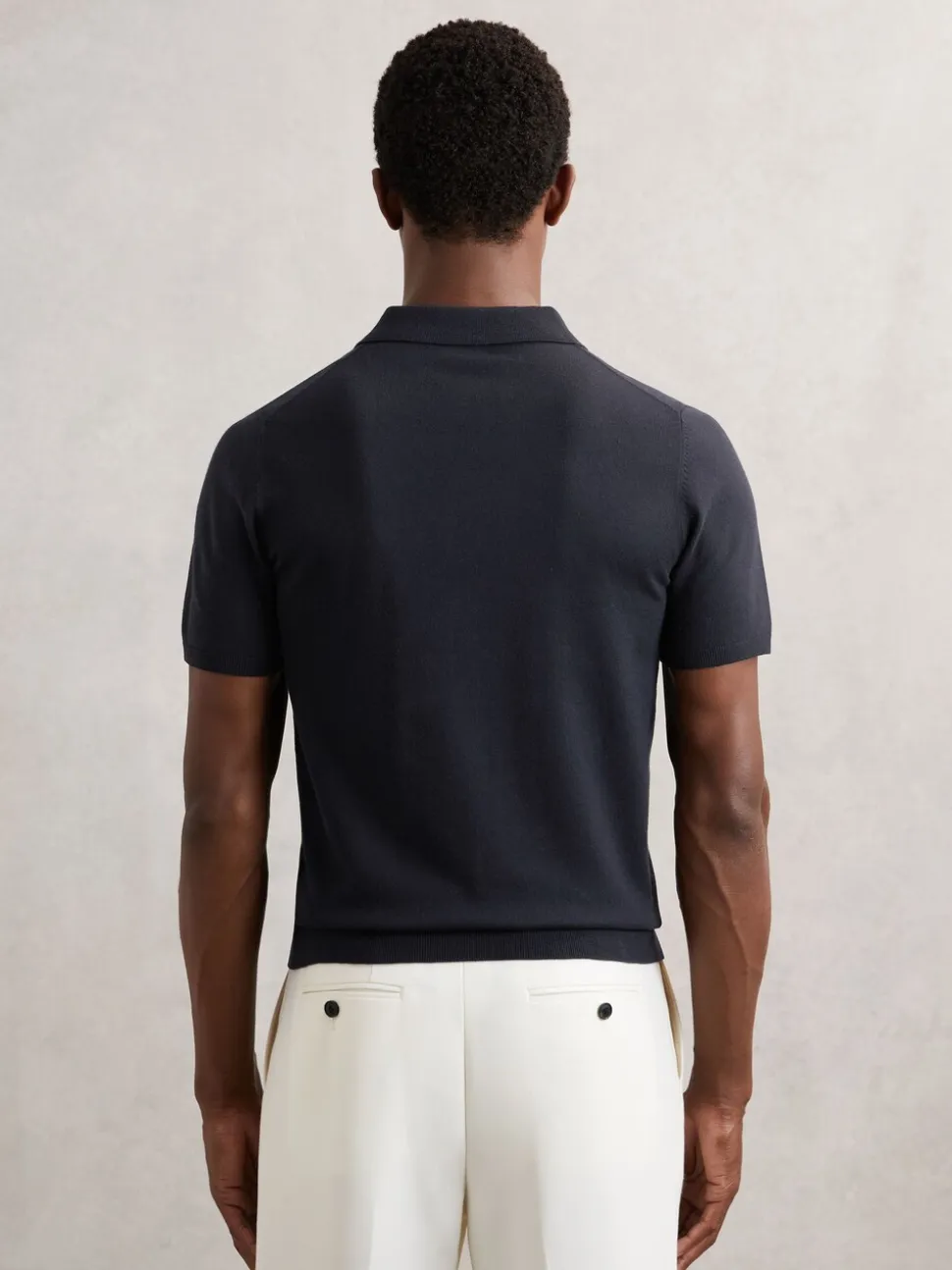 Reiss Navy Finch Contrast-Placket Polo Shirt With Cotton
