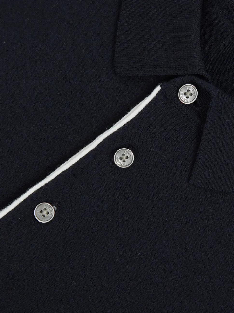 Reiss Navy Finch Contrast-Placket Polo Shirt With Cotton