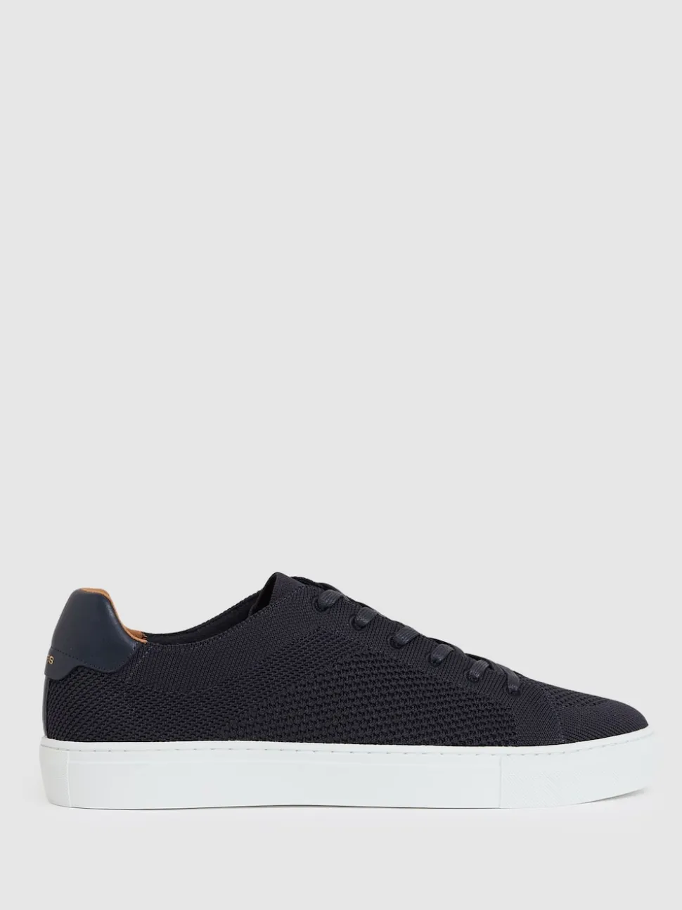 Reiss Navy Finley Knit Knitted Low-Top Trainers