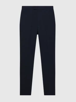Reiss Navy Found Stretch Slim Fit Drawstring Trousers