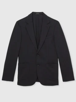 Reiss Navy Gerrard Single-Breasted Jersey Suit Blazer Tailored-Fit
