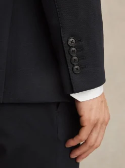 Reiss Navy Gerrard Single-Breasted Jersey Suit Blazer Tailored-Fit