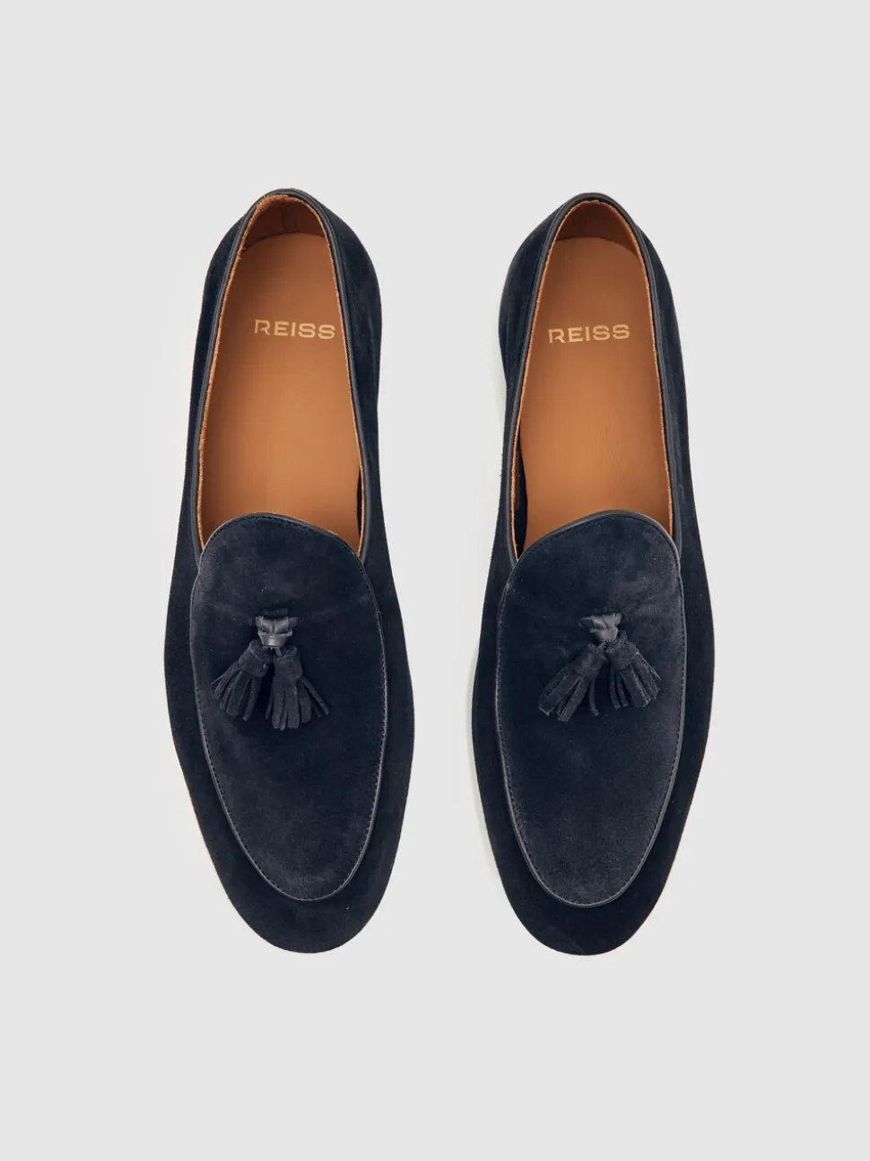 Reiss Navy Harrison Suede Tassel Loafers