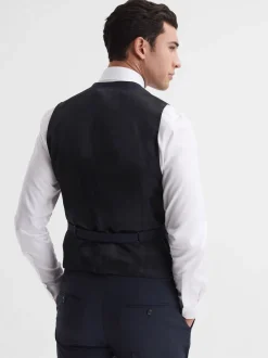 Reiss Navy Hope Modern Fit Travel Waistcoat