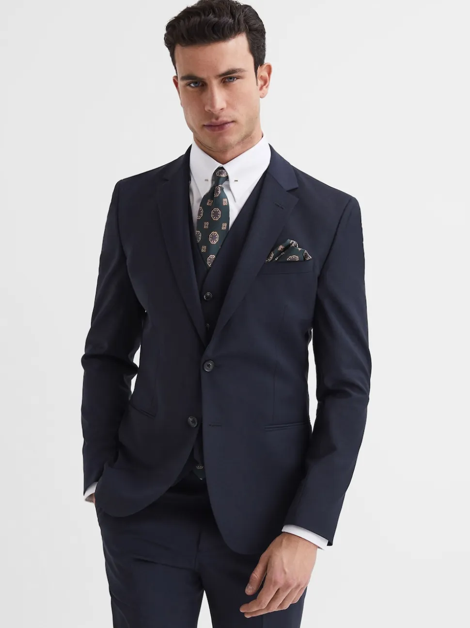 Reiss Navy Hope Modern Fit Travel Waistcoat