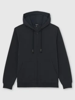 Reiss Navy Howel Cotton-Blend Zip-Through Hoodie
