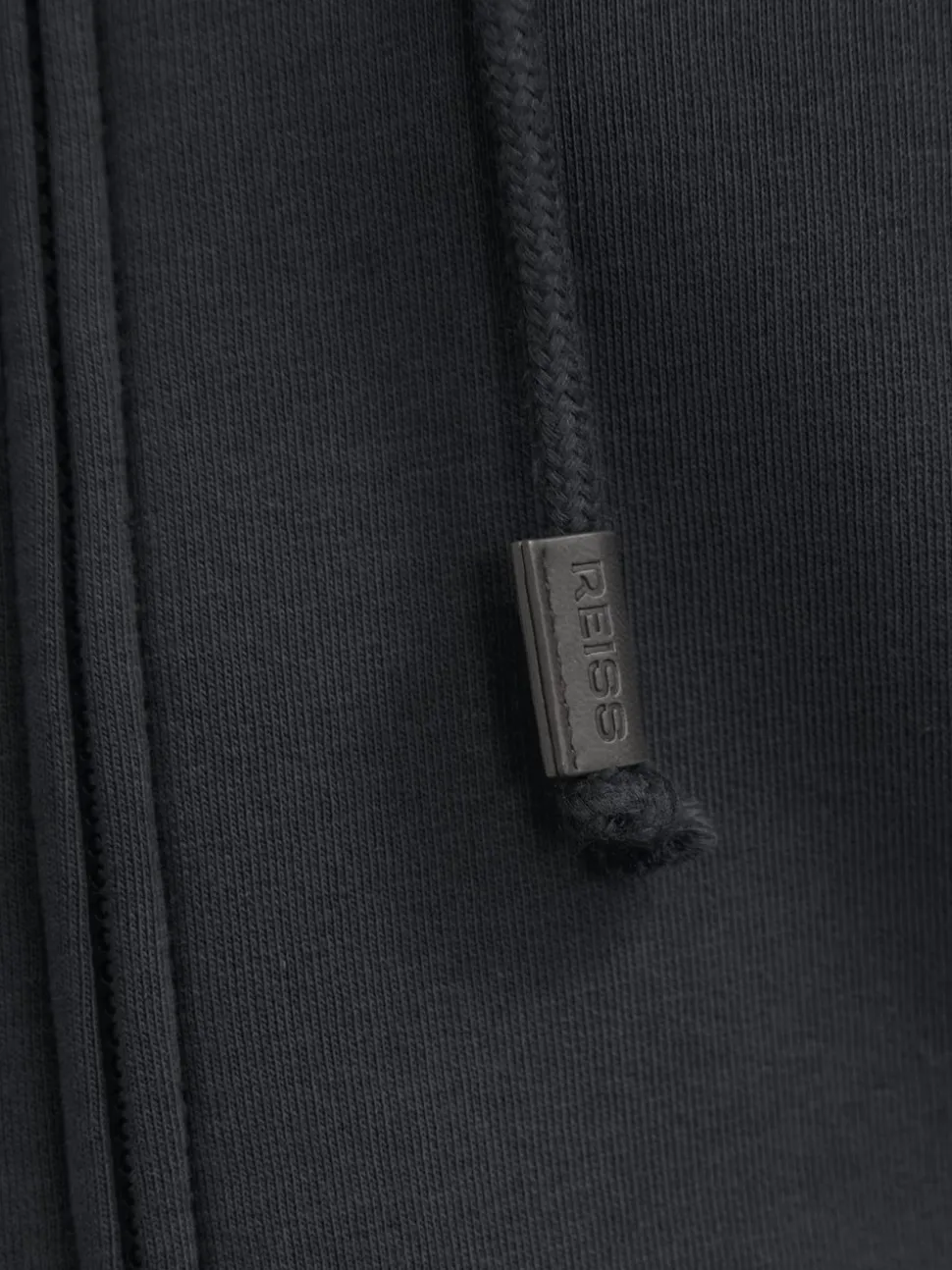 Reiss Navy Howel Cotton-Blend Zip-Through Hoodie