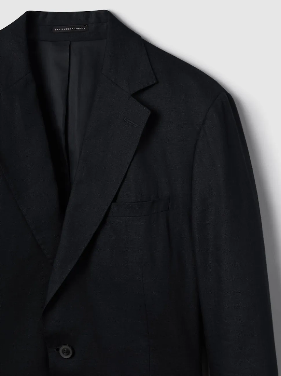 Reiss Navy Kin Single Breasted Linen Blazer Tailored-Fit