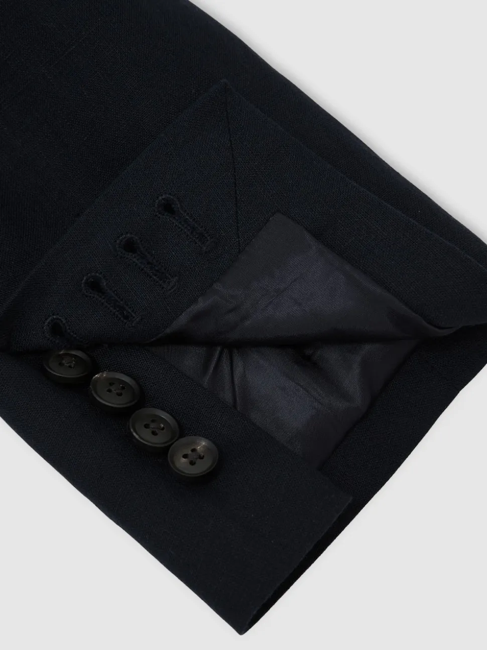 Reiss Navy Kin Single Breasted Linen Blazer Tailored-Fit