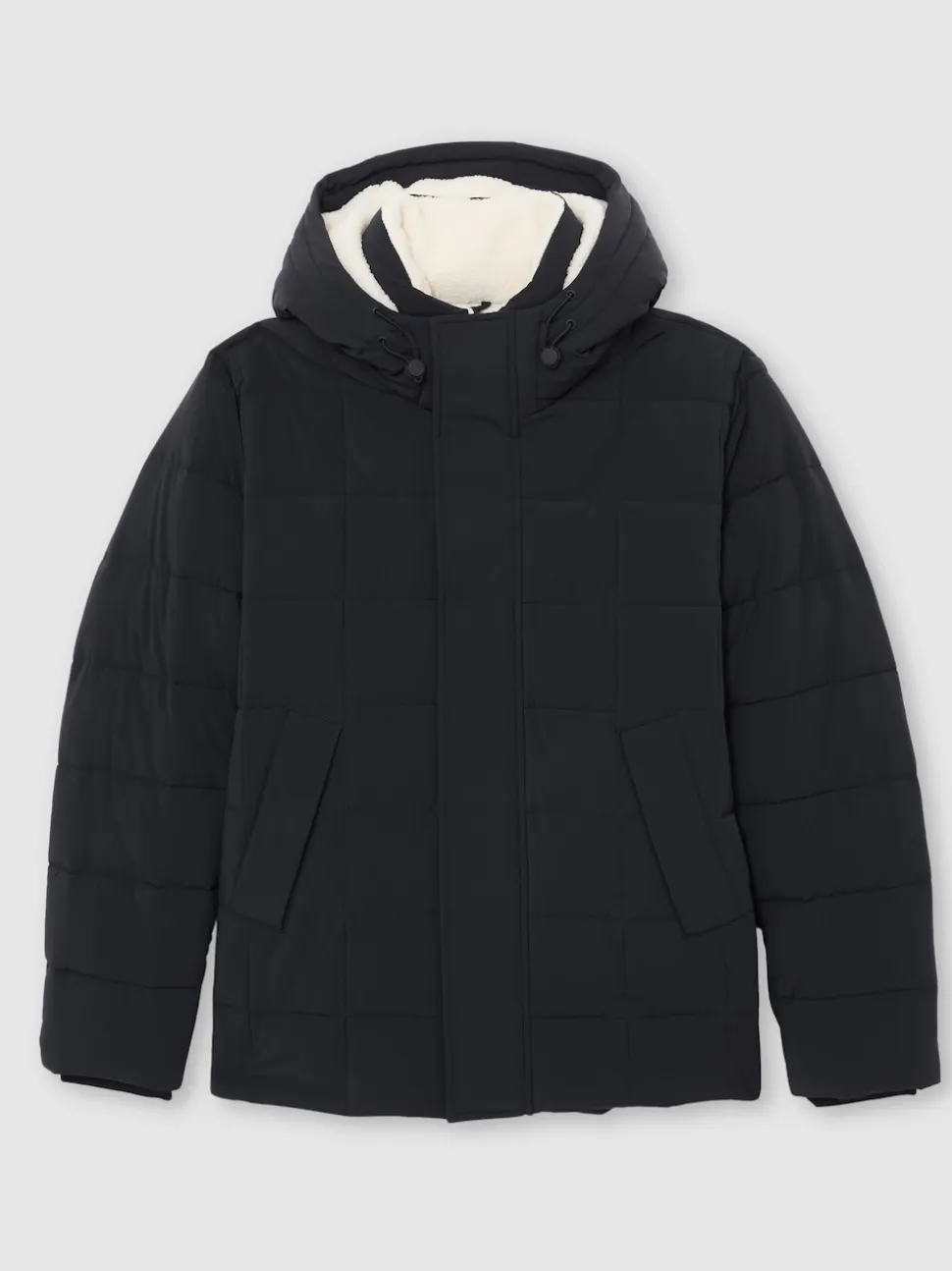 Reiss Navy Klause Fleece-Lined Hooded Puffer Jacket