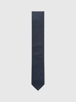 Reiss Navy Liam Polka Dot Silk Tie