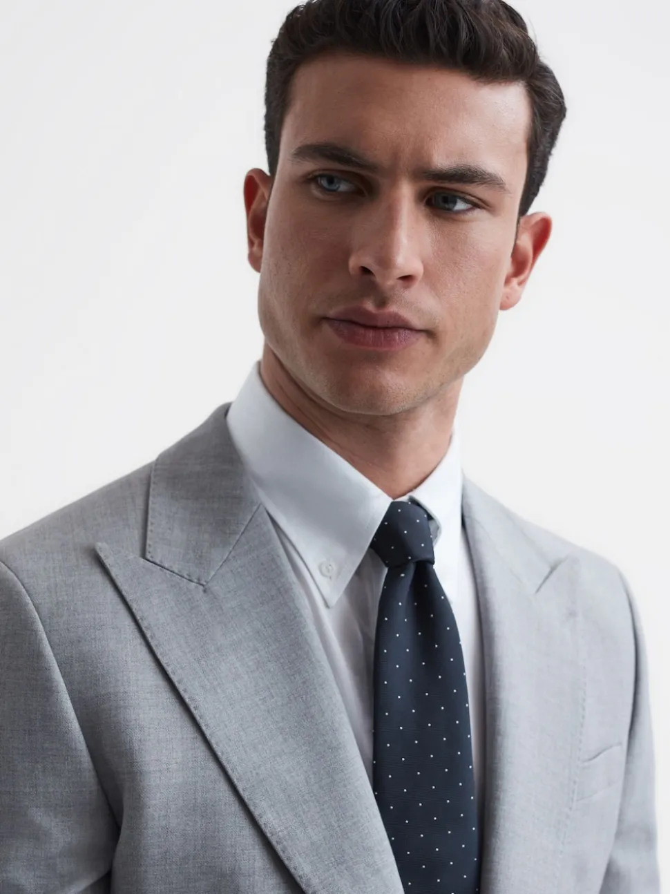 Reiss Navy Liam Polka Dot Silk Tie