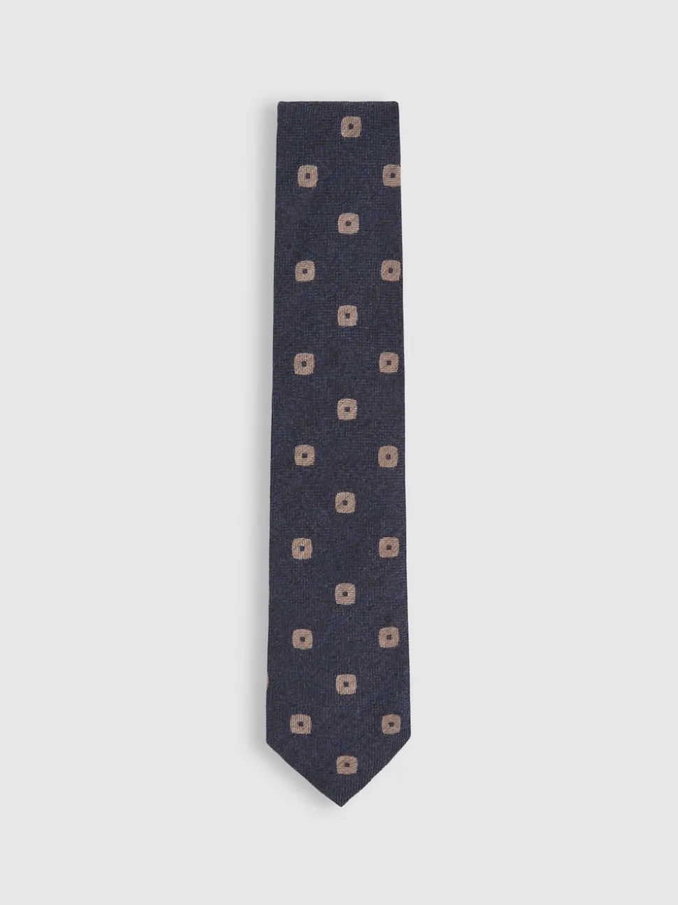 Reiss Navy Marco Silk-Wool Square-Medallion Tie