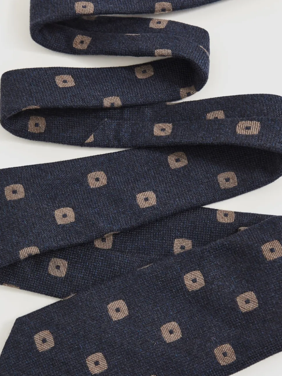 Reiss Navy Marco Silk-Wool Square-Medallion Tie