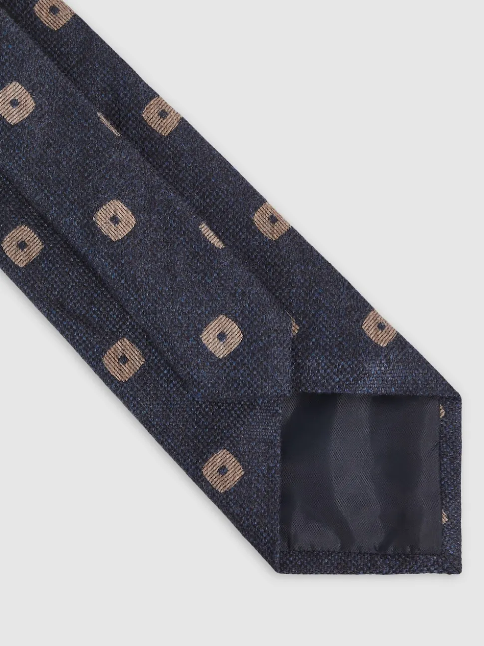 Reiss Navy Marco Silk-Wool Square-Medallion Tie