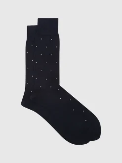 Reiss Navy Mario Spot Polka Dot Socks