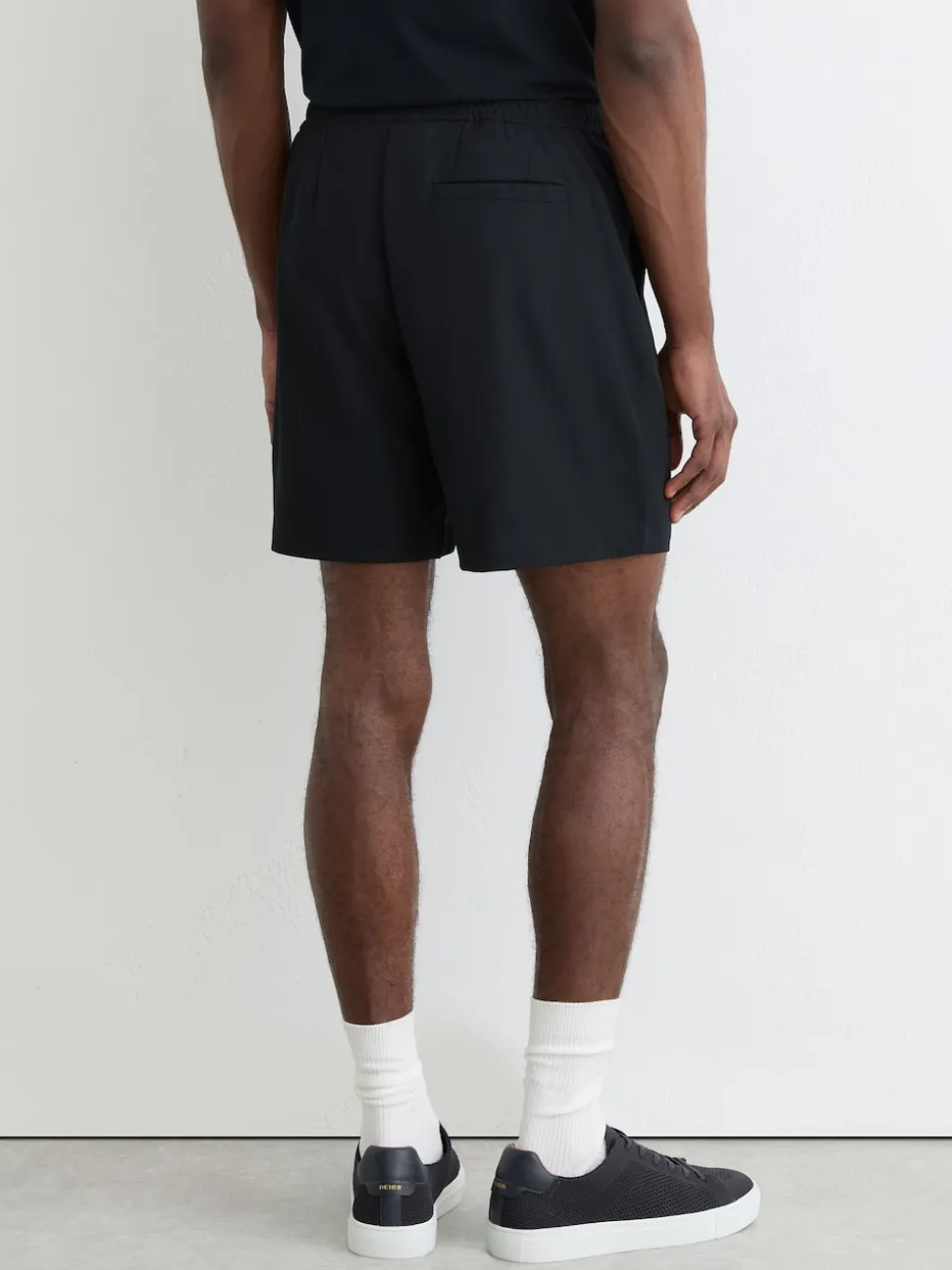 Reiss Navy Newmark Textured Drawstring Shorts