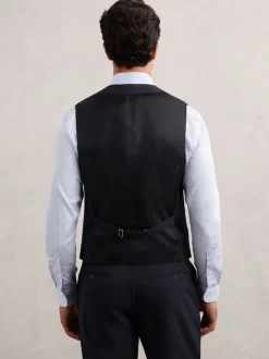 Reiss Navy Promise Wool-Blend Tailored-Fit Waistcoat