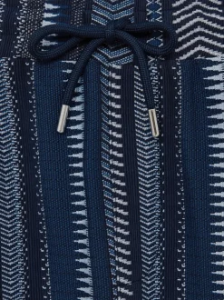 Reiss Navy River Aztec-Stripe Drawstring Shorts