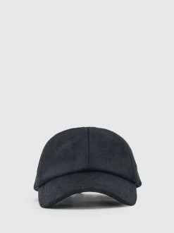 Reiss Navy Sable Wool-Blend Baseball Cap