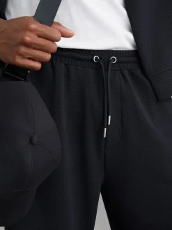 Reiss Navy Tavolla Textured Drawstring Shorts