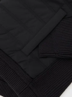 Reiss Navy Townsend Quilted Rib-Knit Funnel-Neck Jacket
