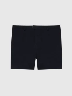 Reiss Navy Wicket Cotton Chino Shorts with Stretch
