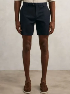 Reiss Navy Wicket Cotton Chino Shorts with Stretch