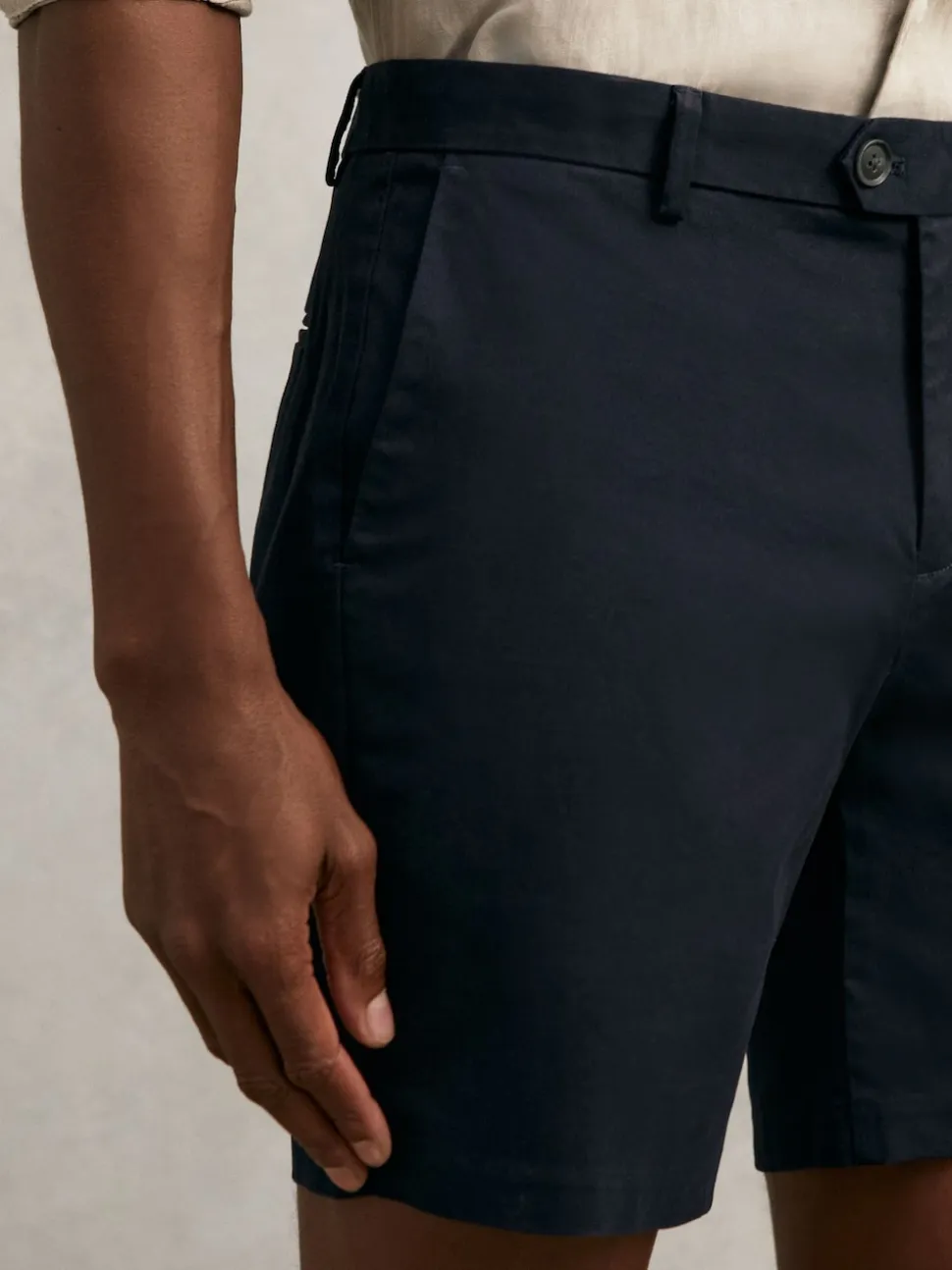 Reiss Navy Wicket Cotton Chino Shorts with Stretch
