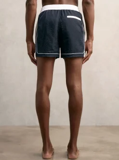 Reiss Navy/White Cano Colour-Block Piped-Trim Swim Shorts