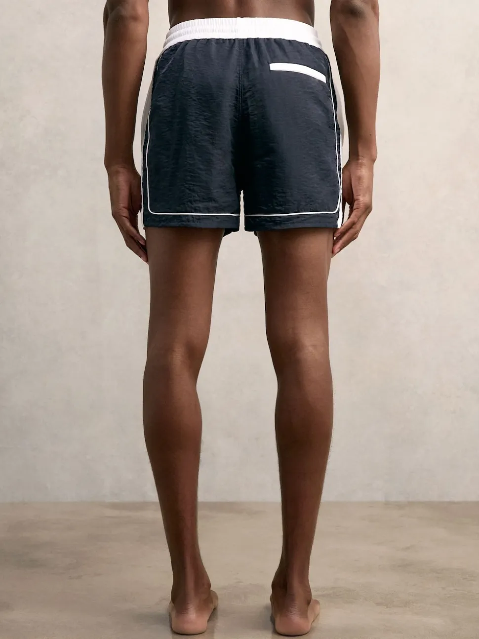 Reiss Navy/White Cano Colour-Block Piped-Trim Swim Shorts