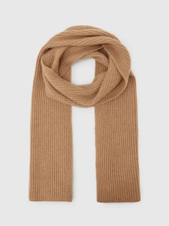 Reiss Oatmeal Alderny Atelier 100% Cashmere Rib-Knit Scarf