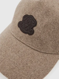 Reiss Oatmeal Brown Abel Monogram Appliqué Wool-Blend Cap