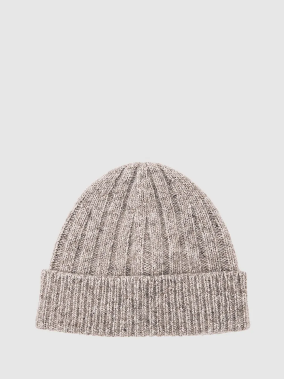 Reiss Oatmeal Melange Edgeley Wool-Blend Chunky Rib-Knit Beanie