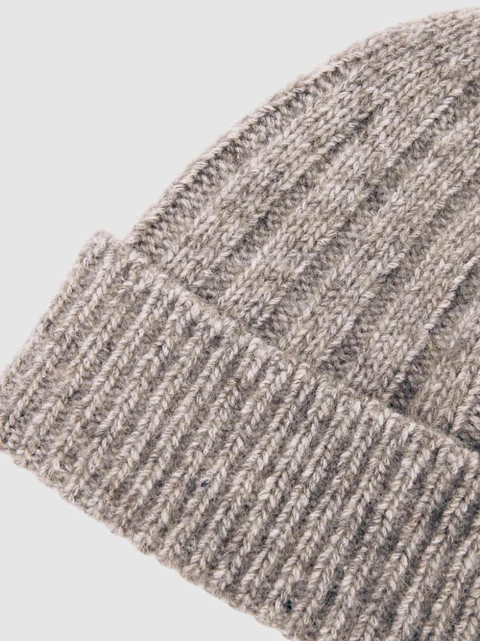 Reiss Oatmeal Melange Edgeley Wool-Blend Chunky Rib-Knit Beanie