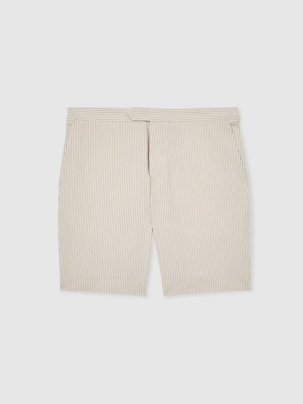 Reiss Oatmeal/White Bay Seersucker Stripe Tailored Shorts