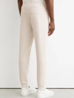 Reiss Off White Barnes Premium Interlock Cuffed Logo Joggers