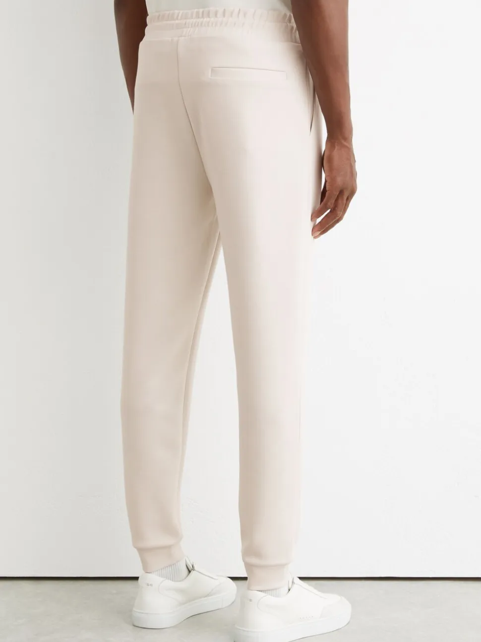 Reiss Off White Barnes Premium Interlock Cuffed Logo Joggers
