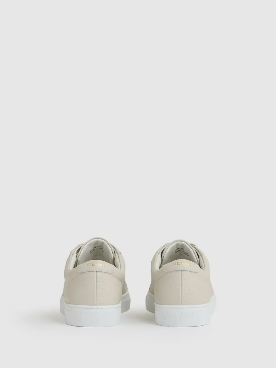 Reiss Off White Luca Tumbled Tumbled Leather Trainers