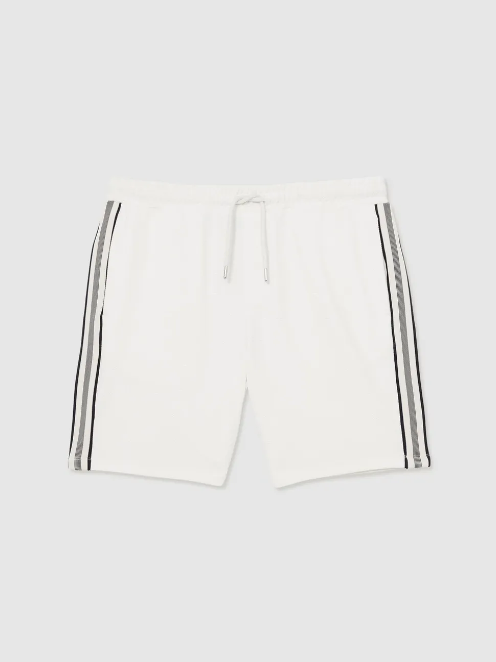 Reiss Off White Phoenix Textured Tape Drawstring Shorts