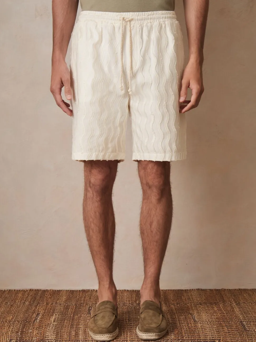 Reiss Off White Serra Reiss | Ché Fringed-Wave Shorts