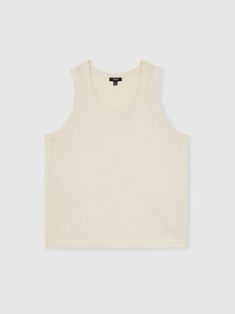 Reiss Off White Watson Textured Crew Neck Ribbed Vest