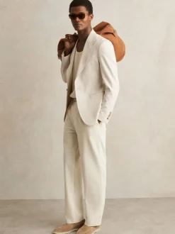 Reiss Off White Watson Textured Crew Neck Ribbed Vest