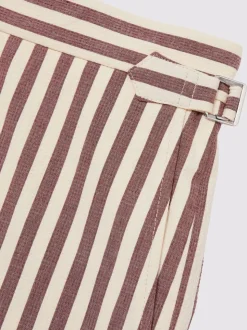 Reiss Off White/Mocha Roas Cotton Blend Seersucker Stripe Shorts