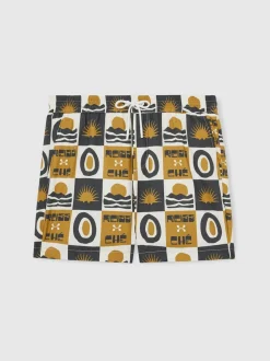 Reiss Olive Green Trinity Reiss | Ché Sunset-Print Swim Shorts