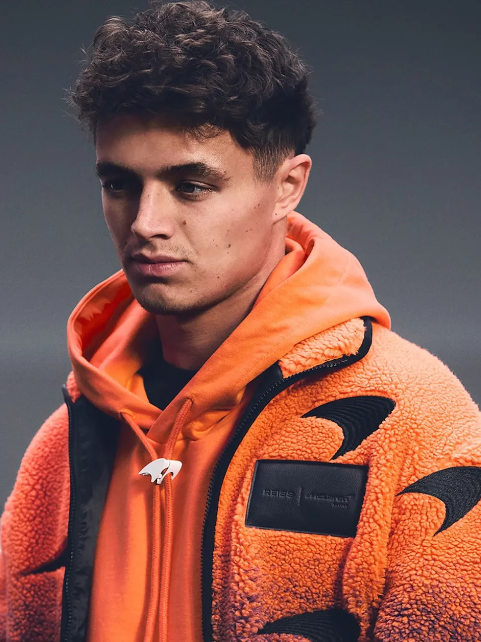 Reiss Papaya Orange/Purple Drift Unisex Fit McLaren F1 Team Ombré Fleece Jacket