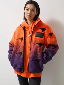 Reiss Papaya Orange/Purple Drift Unisex Fit McLaren F1 Team Ombré Fleece Jacket