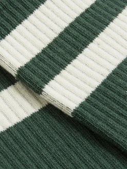 Reiss Pine Green/Ecru Henman Cotton-Blend Double-Stripe Socks