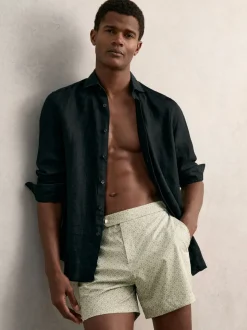 Reiss Pistachio Green Caprio Geometric Print Swim Shorts