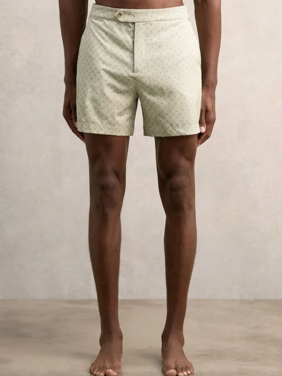 Reiss Pistachio Green Caprio Geometric Print Swim Shorts